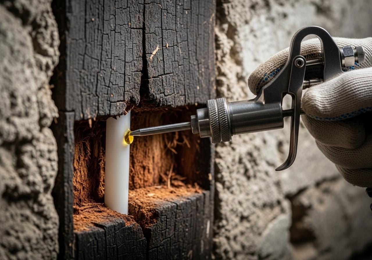 Illustration pour Diagnostic et traitement de la mérule dans la charpente